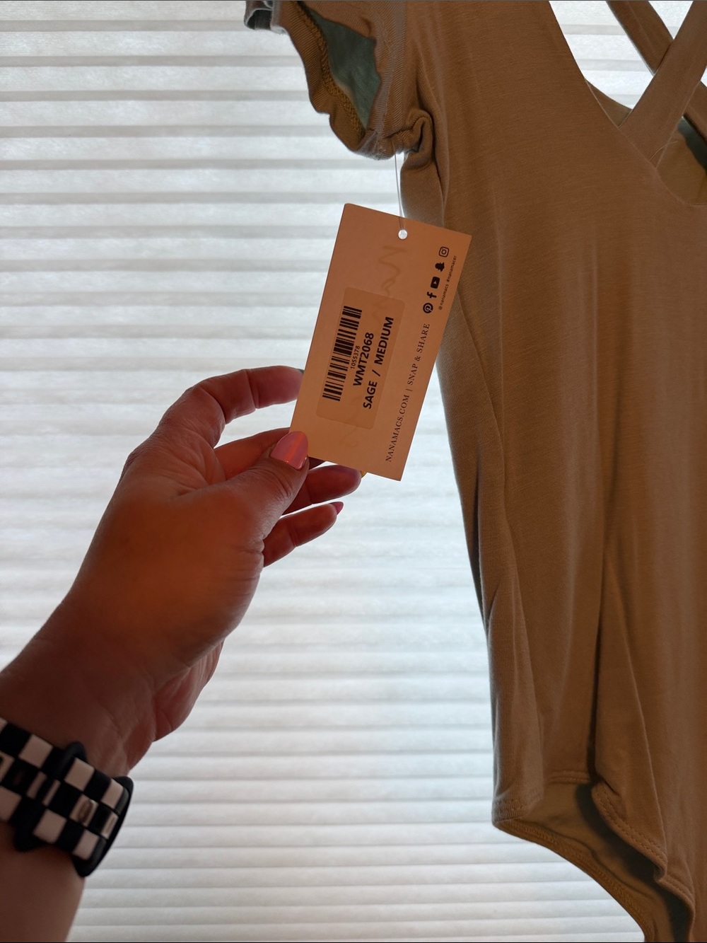 Olive Green Short Sleeve Cross-Back Bodysuit - Picture 4 of 4